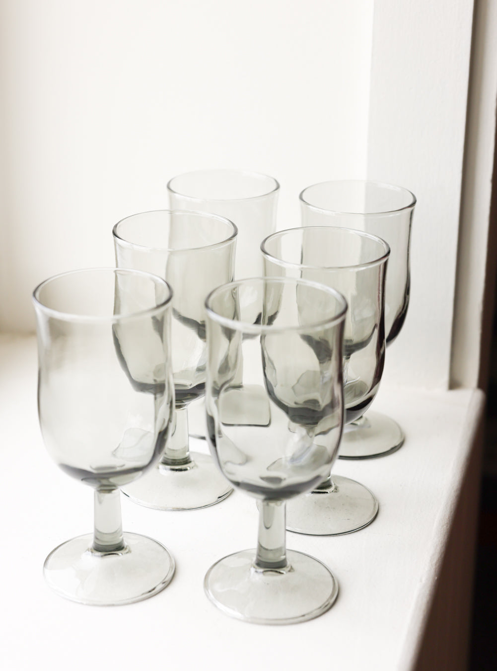 Vintage Smoke Grey Wine Glasses Set Of 6 Viand Mercantile