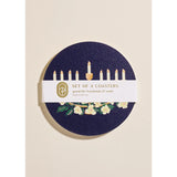 Hanukkah Floral Menorah Coasters , Set of Four