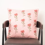 Dahlia Gingham Blockprint Throw Pillow, 20x20