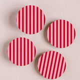 Pink and Maroon Striped Coasters - Set of 4