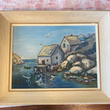 Vintage Peggy's Cove Oil on Board by J. Sinclair