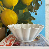 Vintage French Scalloped White Bowl