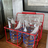 Vintage Sailboat Tumblers in Caddy