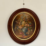 Vintage Oval Floral Painting by E. Stoyer