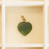 Vintage 90s Jade Heart Pendant, 9ct Gold