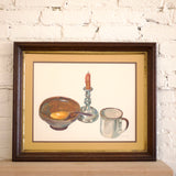 Vintage Still Life with candle cup and bowl