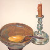 Vintage Still Life with candle cup and bowl