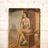 Vintage 19th Century Nude, Oil on Board