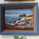 Vintage North Atlantic Harbor Painting, New England Artist