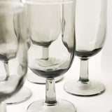 Vintage Smoke Grey Wine Glasses, Set of 6