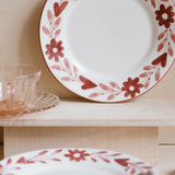 Red Flowers Ceramic Dessert Plate